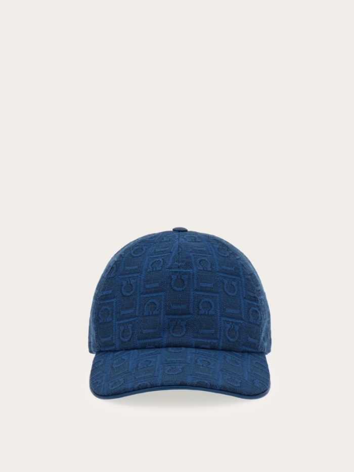 Ferragamo Men's Monogram Baseball Cap - Teal Blue | Quick Ship!