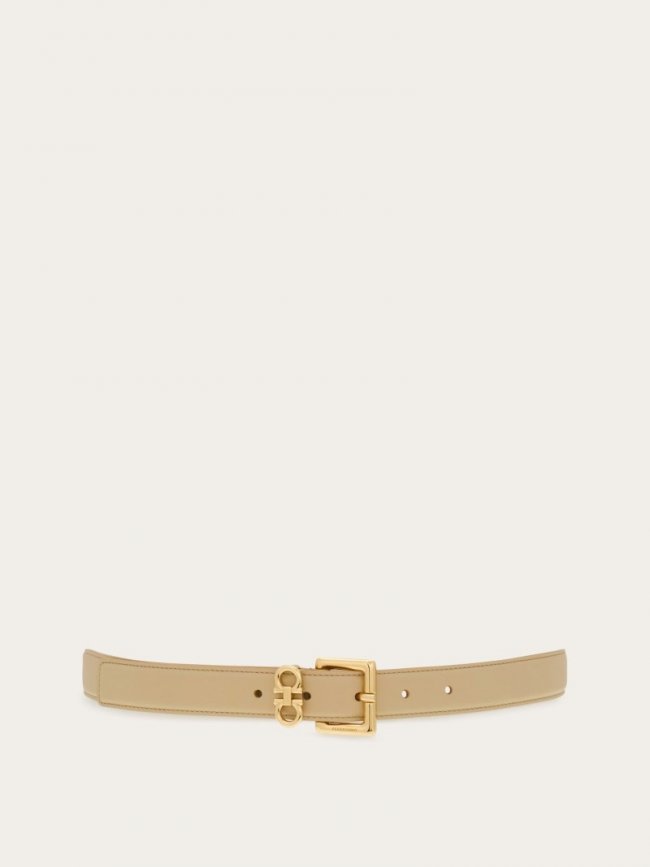 Ferragamo Women's Double Gancini Fixed Belt - Stone | Quick Ship!