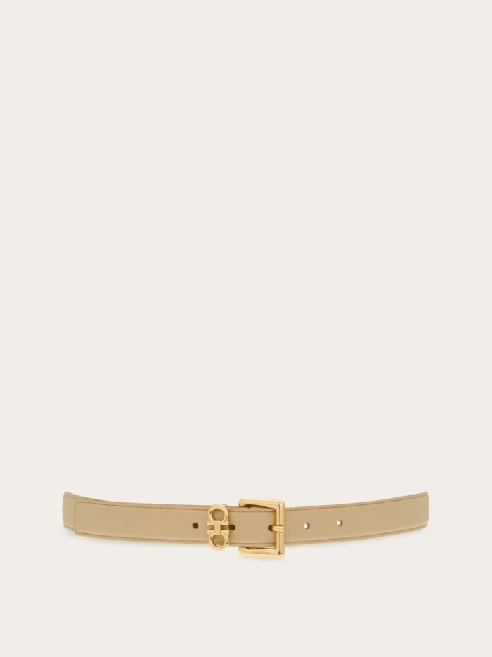 Ferragamo Women's Double Gancini Fixed Belt - Stone | Quick Ship!