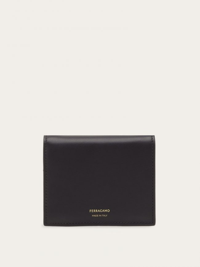 Ferragamo Women's Compact Wallet - Black/Cognac | Quick Ship!