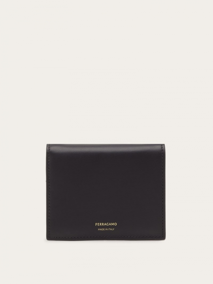 Ferragamo Women's Compact Wallet - Black/Cognac | Quick Ship!