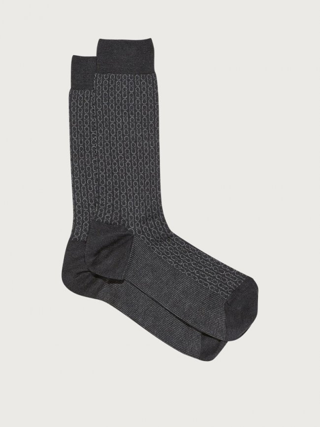 Ferragamo Men's Medium Gancini Sock - Grey | Quick Ship!