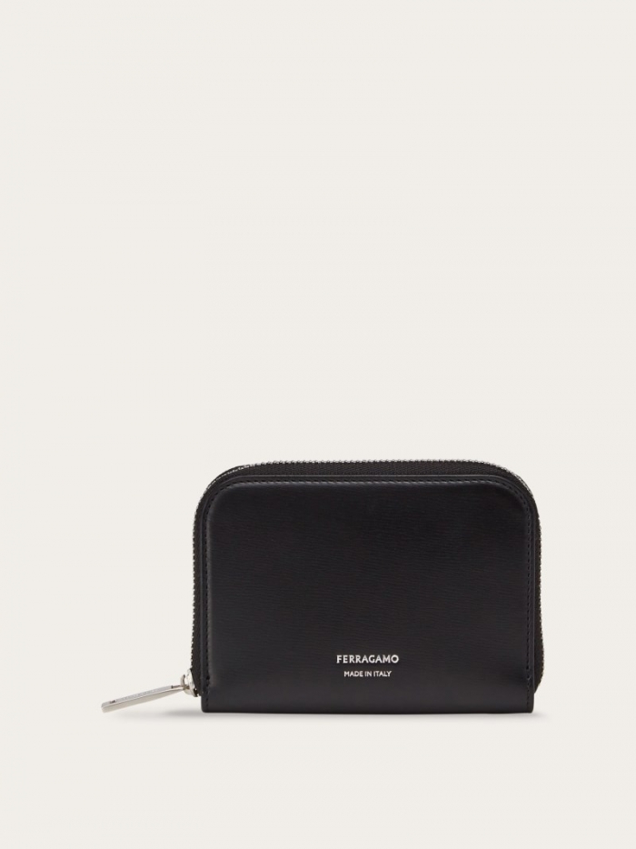 Ferragamo Men's Zipped Credit Card Holder - Black | Quick Ship!