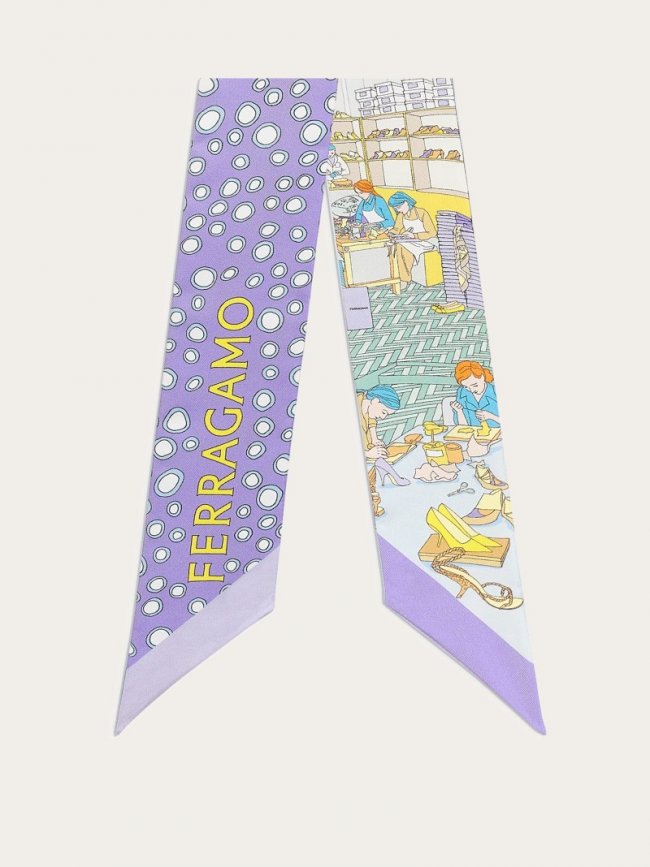 Ferragamo Women's Atelier Print Silk Mini Bandeau - Lavender | Quick Ship!
