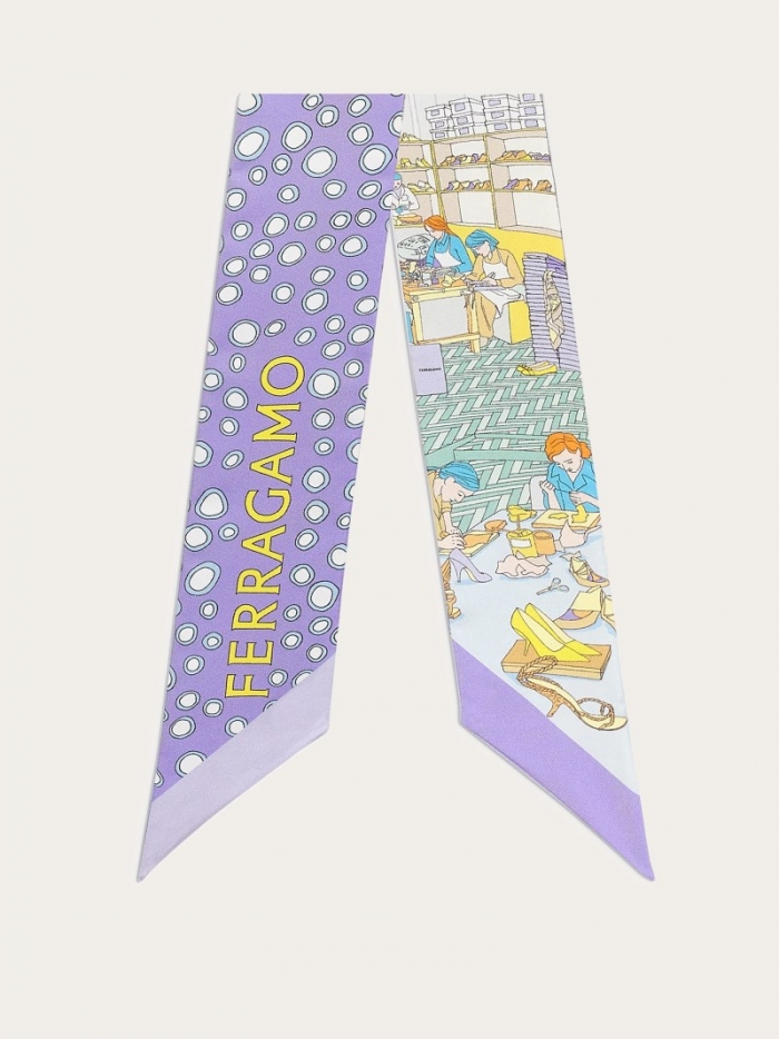 Ferragamo Women's Atelier Print Silk Mini Bandeau - Lavender | Quick Ship!