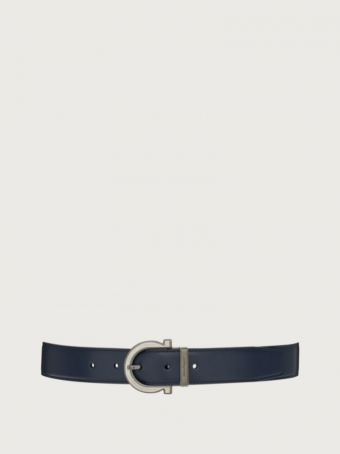 Ferragamo Men's Adjustable Gancini Belt - Navy Blue/Black | Quick Ship!