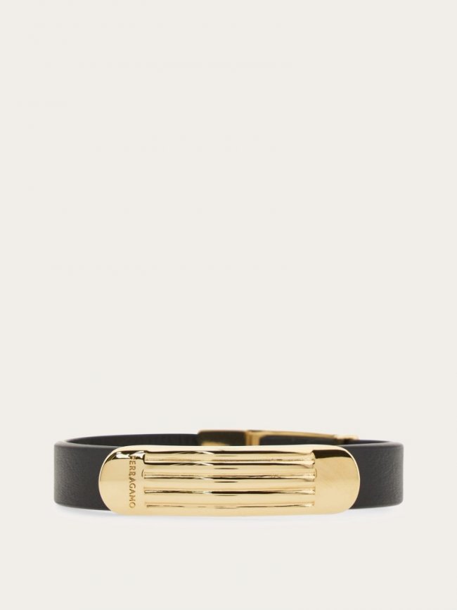 Ferragamo Men's Bracelet With Signature - Black | Quick Ship!