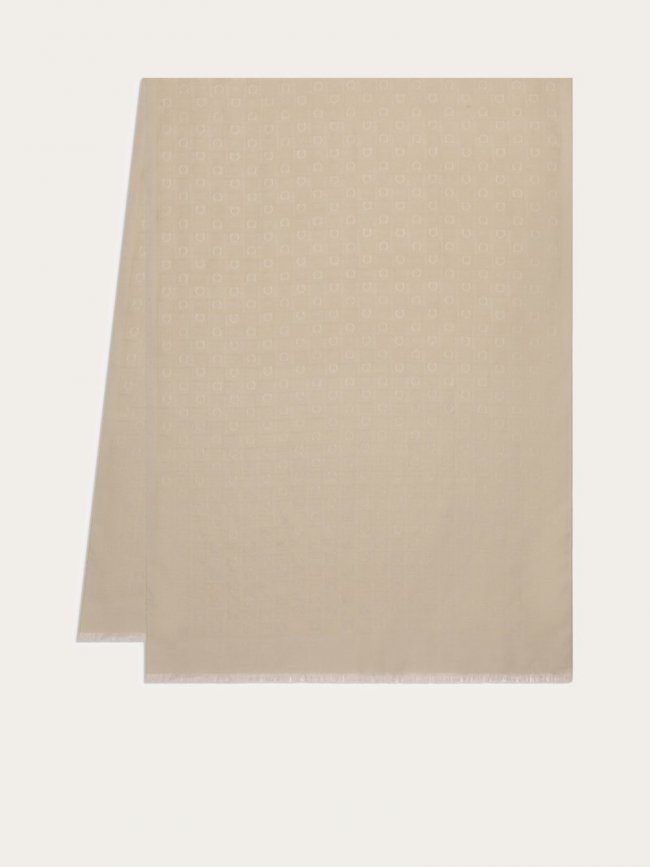 Ferragamo Women's Monogram Jacquard Stole - Stone Grey | Quick Ship!