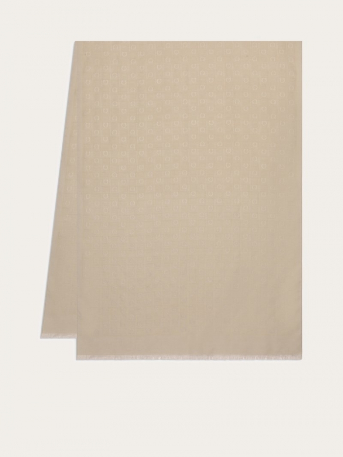 Ferragamo Women's Monogram Jacquard Stole - Stone Grey | Quick Ship!