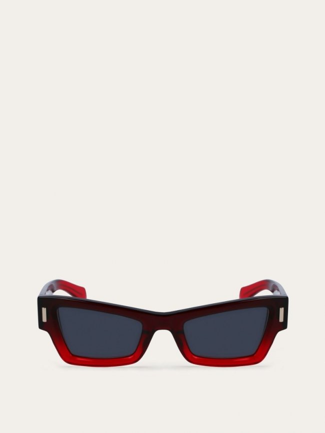 Ferragamo Women's Sunglasses - Transparent Red/Grey | Quick Ship!