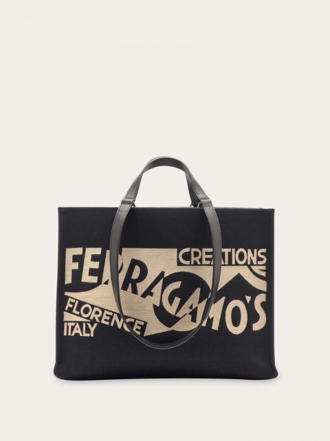 Ferragamo Women's Tote Bag With Logo - Black | Quick Ship!