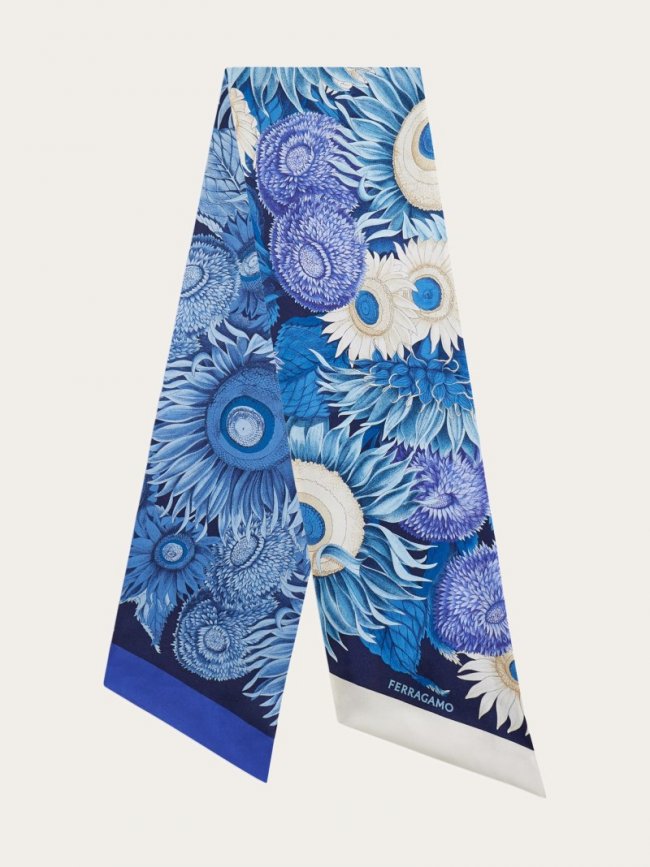 Ferragamo Women's Sunflower Print Bandeau - Marine Blue | Quick Ship!