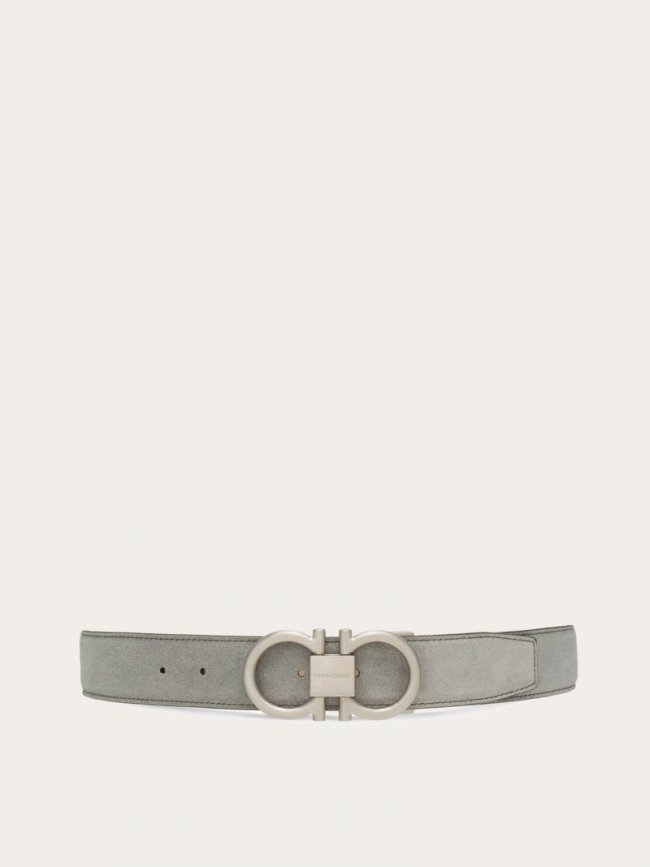 Ferragamo Men's Adjustable Gancini Belt - Ash Grey | Quick Ship!