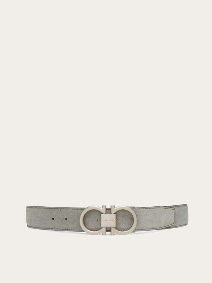 Ferragamo Men's Adjustable Gancini Belt - Ash Grey | Quick Ship!