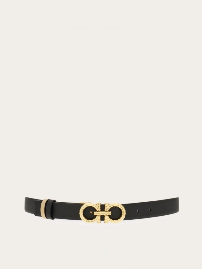 Ferragamo Women's Adjustable And Reversible Gancini Belt - Black/Stone | Quick Ship!