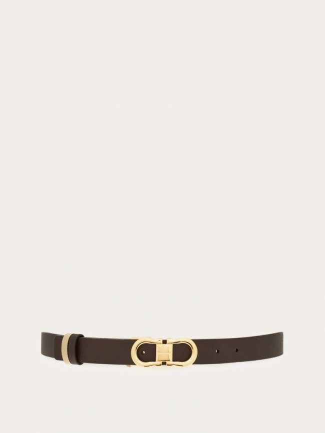 Ferragamo Women's Adjustable And Reversible Gancini Belt - Testa Di Moro/Stone | Quick Ship!