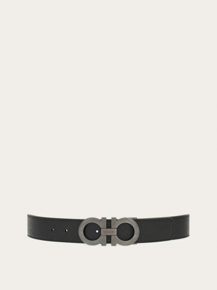 Ferragamo Men's Reversible And Adjustable Gancini Belt - Black | Quick Ship!