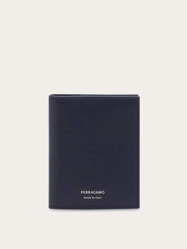 Ferragamo Men's Credit Card Holder - Midnight Blue/Black | Quick Ship!