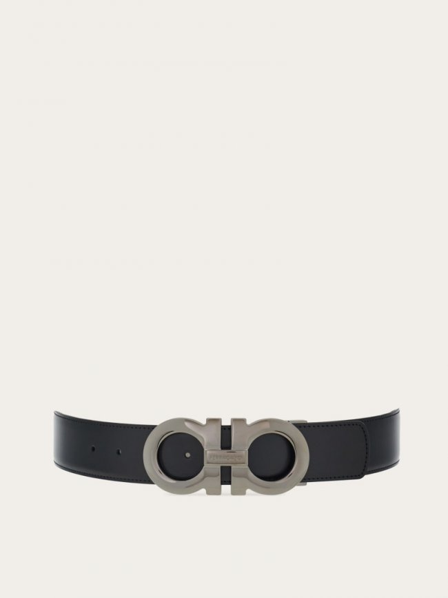 Ferragamo Men's Reversible And Adjustable Gancini Belt - Midnight Blue/Black | Quick Ship!