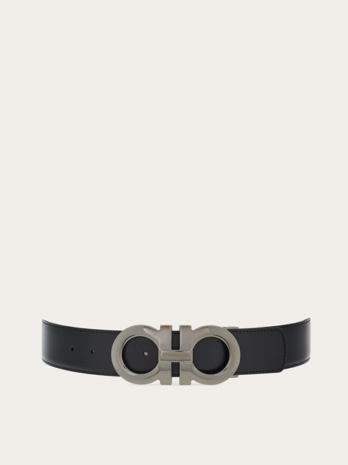 Ferragamo Men's Reversible And Adjustable Gancini Belt - Midnight Blue/Black | Quick Ship!
