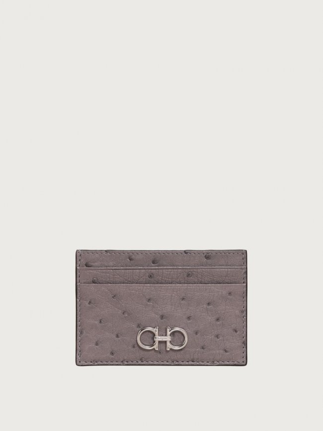 Ferragamo Women's Gancini Credit Card Holder - Silver Grey | Quick Ship!