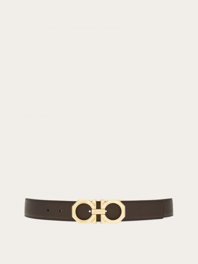 Ferragamo Men's Reversible And Adjustable Gancini Belt - Testa Di Moro/Black | Quick Ship!