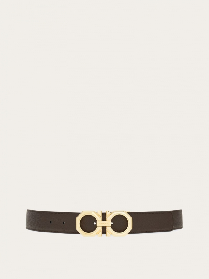 Ferragamo Men's Reversible And Adjustable Gancini Belt - Testa Di Moro/Black | Quick Ship!