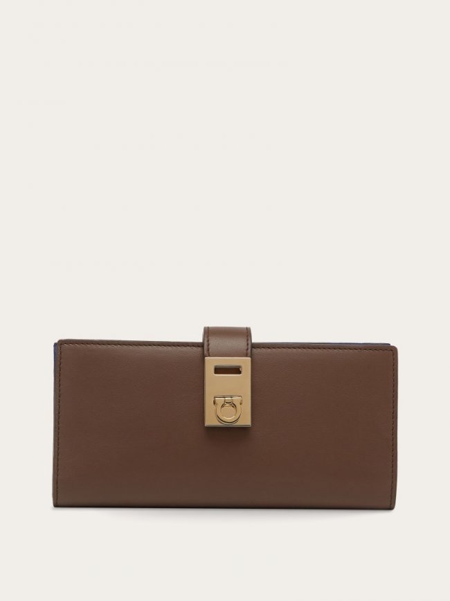 Ferragamo Women's Hug Two-Tone Continental Wallet - Clay/Lapis Lazuli | Quick Ship!