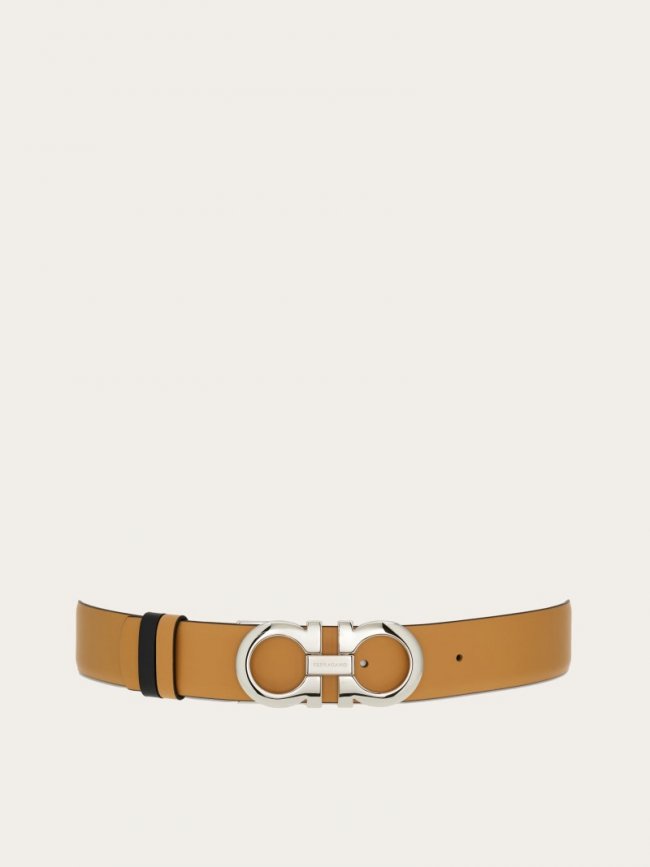 Ferragamo Women's Reversible And Adjustable Gancini Belt - Light Camel/Black | Quick Ship!
