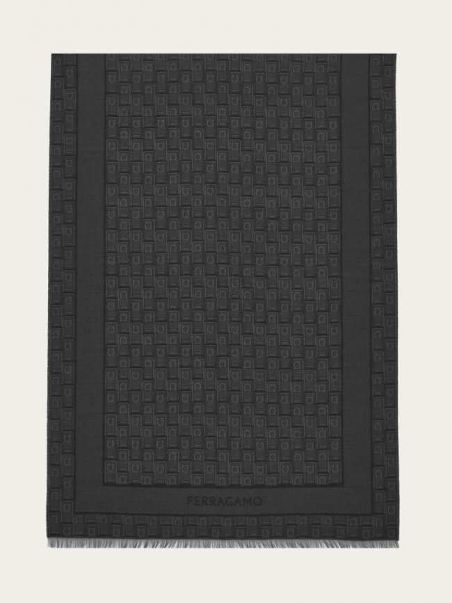 Ferragamo Men's Gancini Monogram Jacquard Stole - Black | Quick Ship!