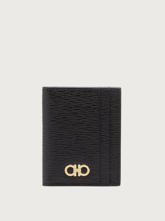 Ferragamo Men's Gancini Credit Card Holder - Black | Quick Ship!