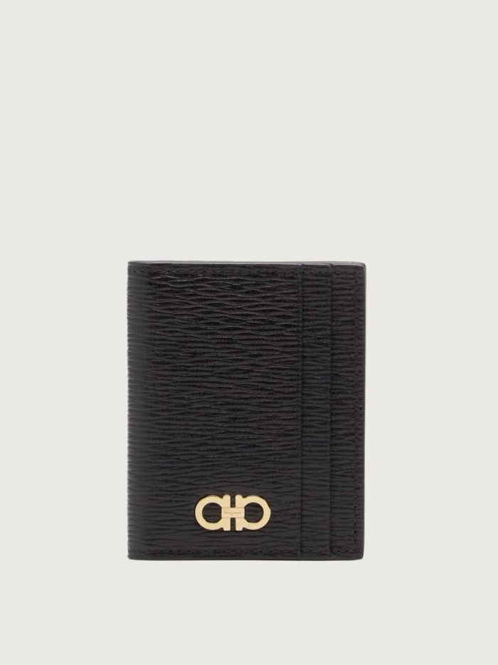 Ferragamo Men's Gancini Credit Card Holder - Black | Quick Ship!