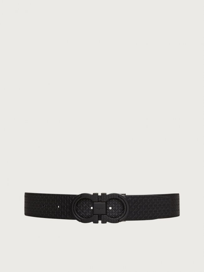 Ferragamo Men's Reversible And Adjustable Gancini Belt - Black | Quick Ship!