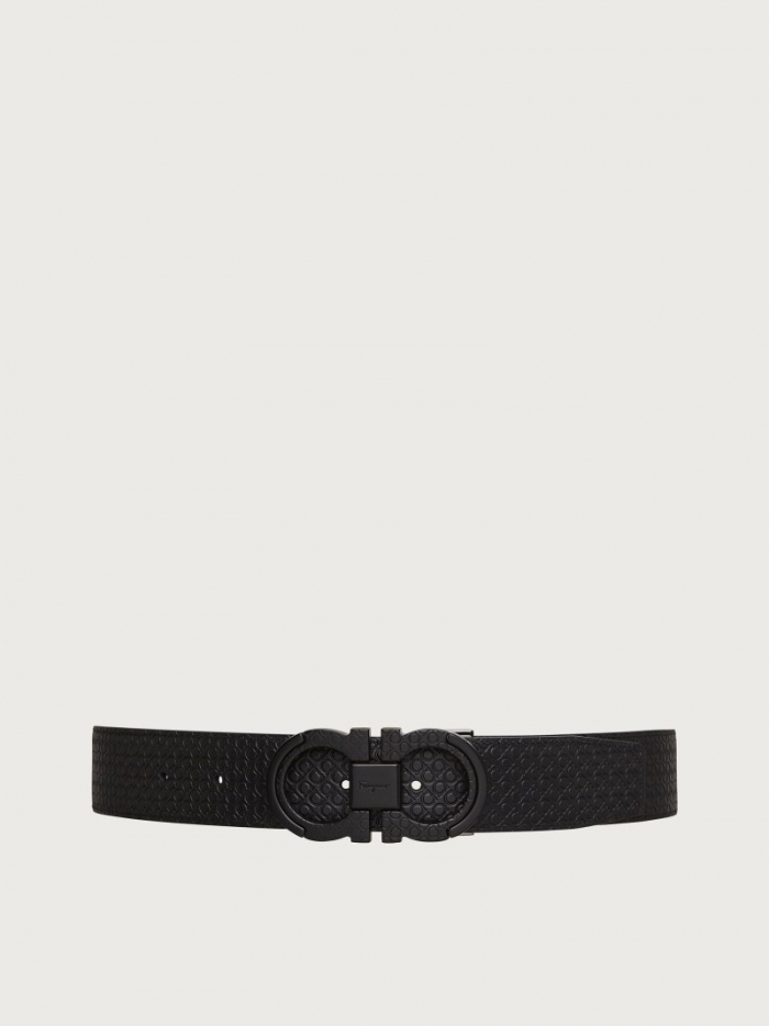 Ferragamo Men's Reversible And Adjustable Gancini Belt - Black | Quick Ship!