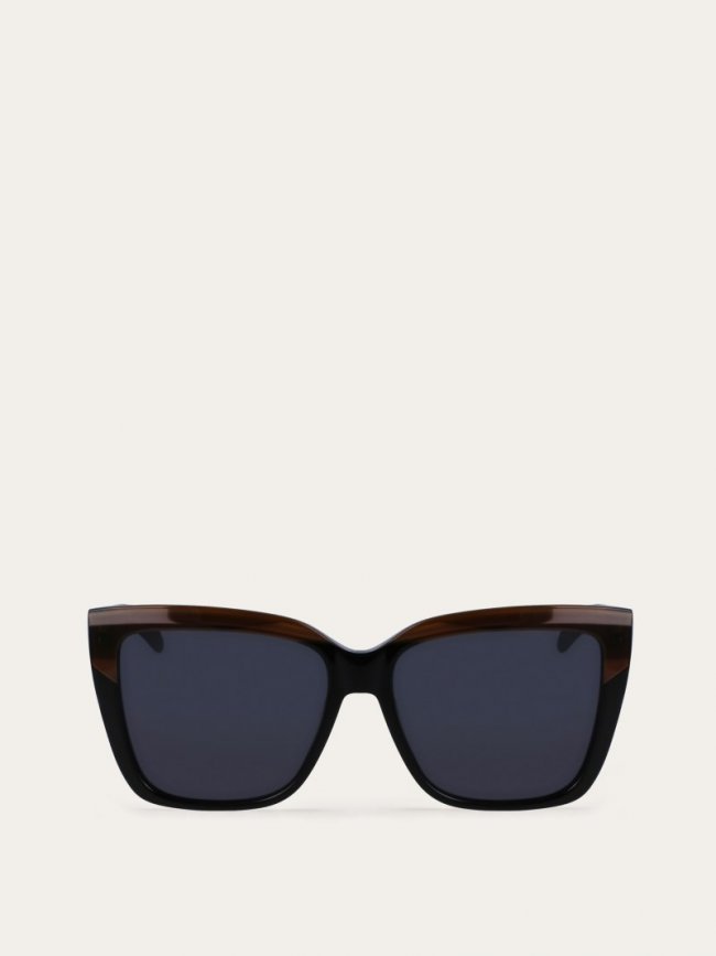 Ferragamo Women's Sunglasses - Striped Brown/Black | Quick Ship!
