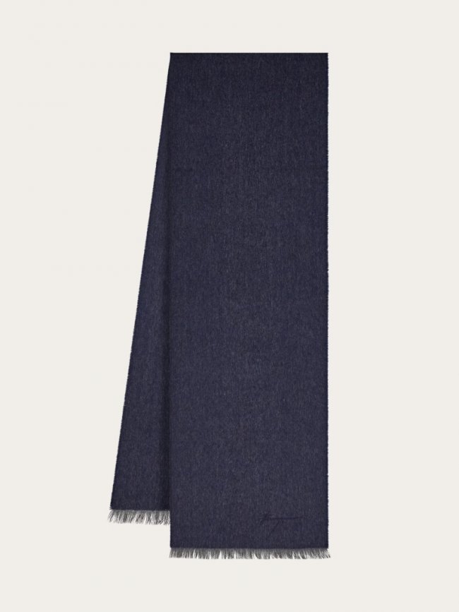 Ferragamo Men's Cashmere Scarf - Navy Blue/Light Grey | Quick Ship!
