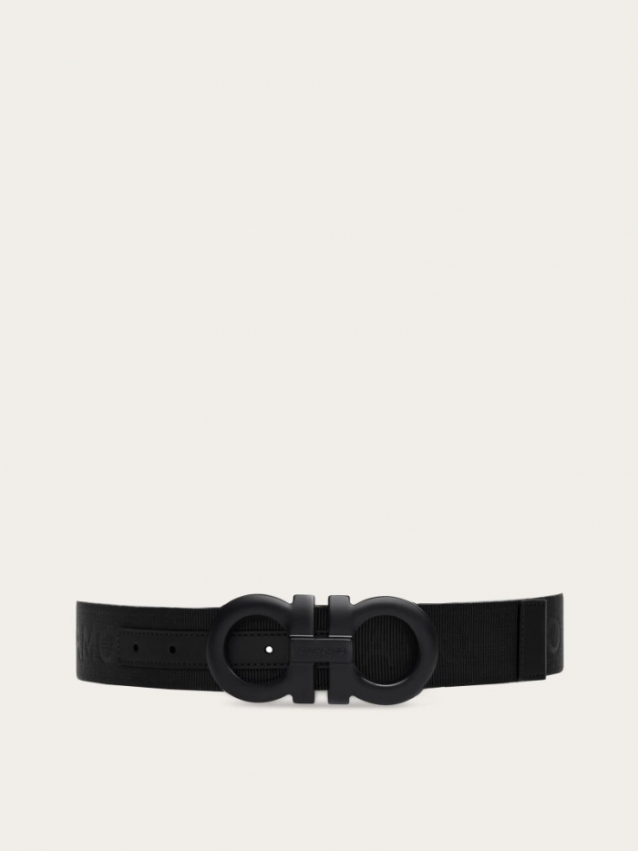 Ferragamo Men's Fixed Jacquard Fabric Belt - Black | Quick Ship!