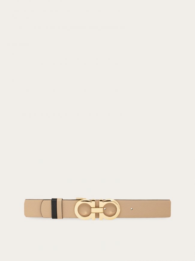 Ferragamo Women's Adjustable And Reversible Gancini Belt - Deer/Black | Quick Ship!