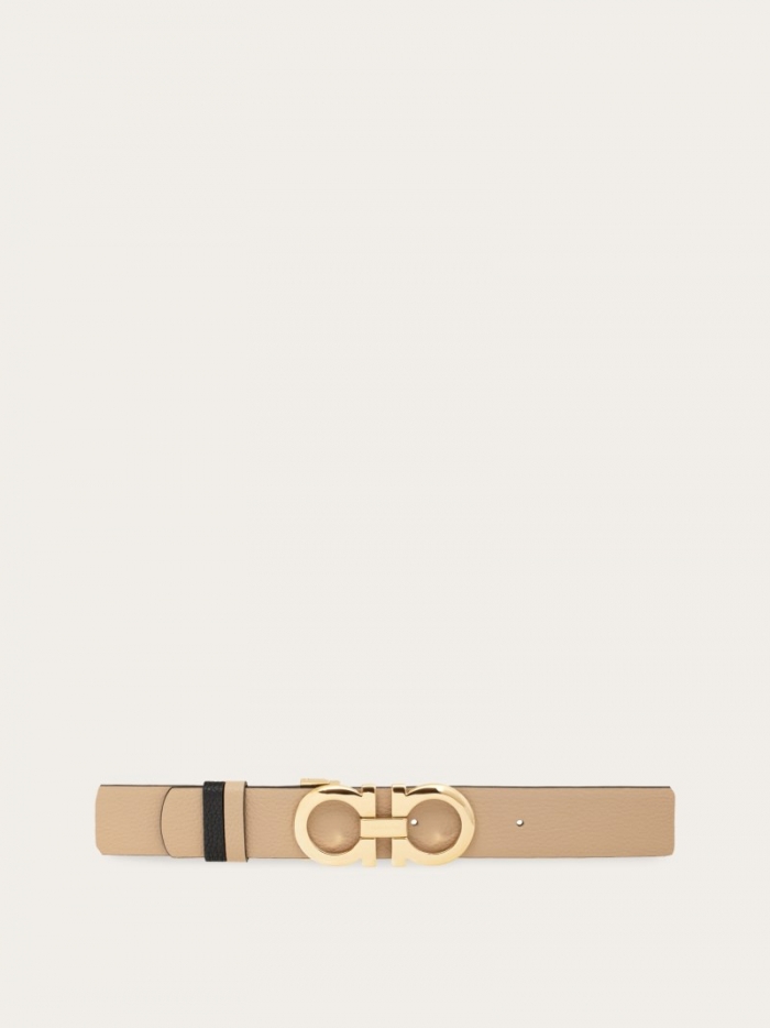 Ferragamo Women's Adjustable And Reversible Gancini Belt - Deer/Black | Quick Ship!