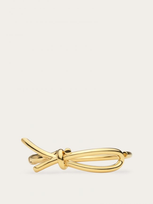 Ferragamo Women's Bracelet With Asymmetric Bow - Gold (Size L) | Quick Ship!