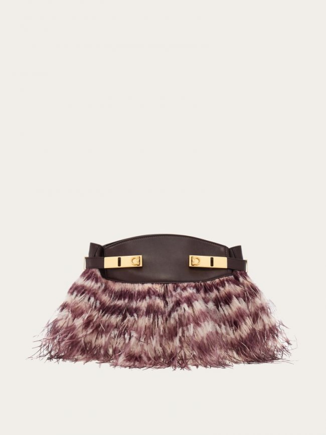 Ferragamo Women's Hug Soft Crossbody Bag With Feathers - Oxblood/Blush | Quick Ship!