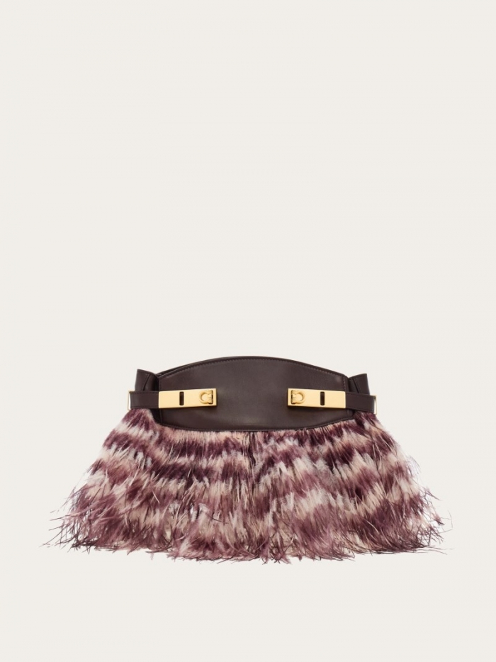 Ferragamo Women's Hug Soft Crossbody Bag With Feathers - Oxblood/Blush | Quick Ship!