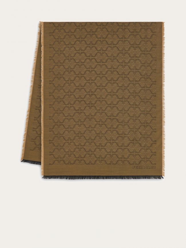 Ferragamo Men's Silk And Cashmere Stole - Camel | Quick Ship!