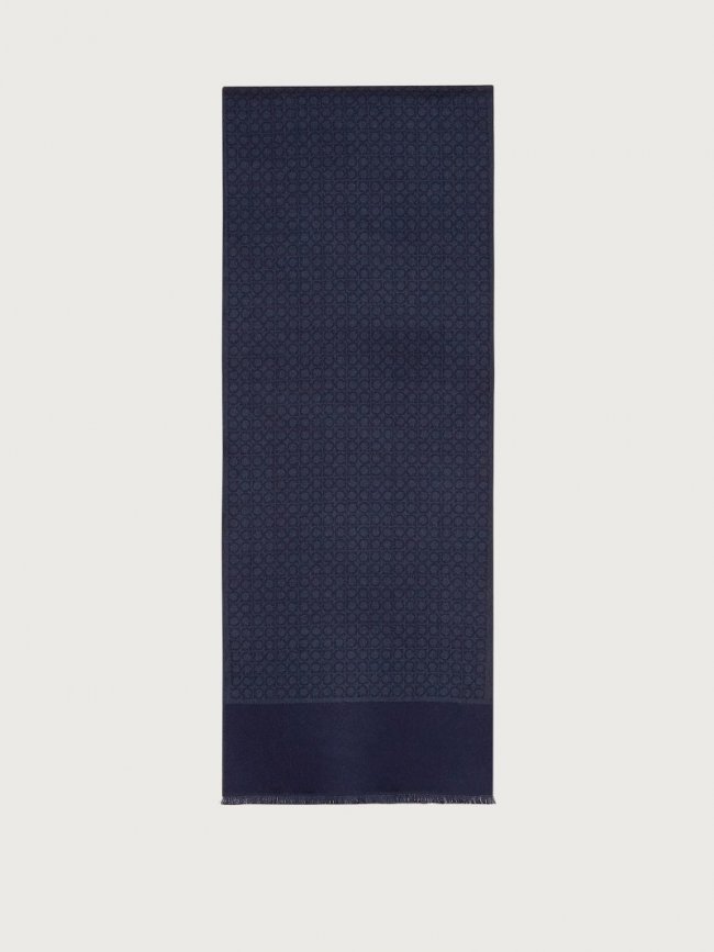 Ferragamo Men's Gancini Scarf - Blue | Quick Ship!