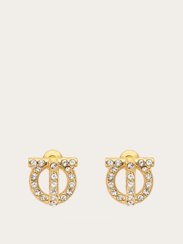 Ferragamo Women's Gancini 3D Earrings With Crystals - Gold | Quick Ship!