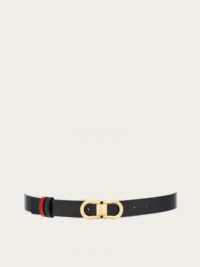 Ferragamo Women's Reversible And Adjustable Gancini Belt - Black/Flame Red | Quick Ship!