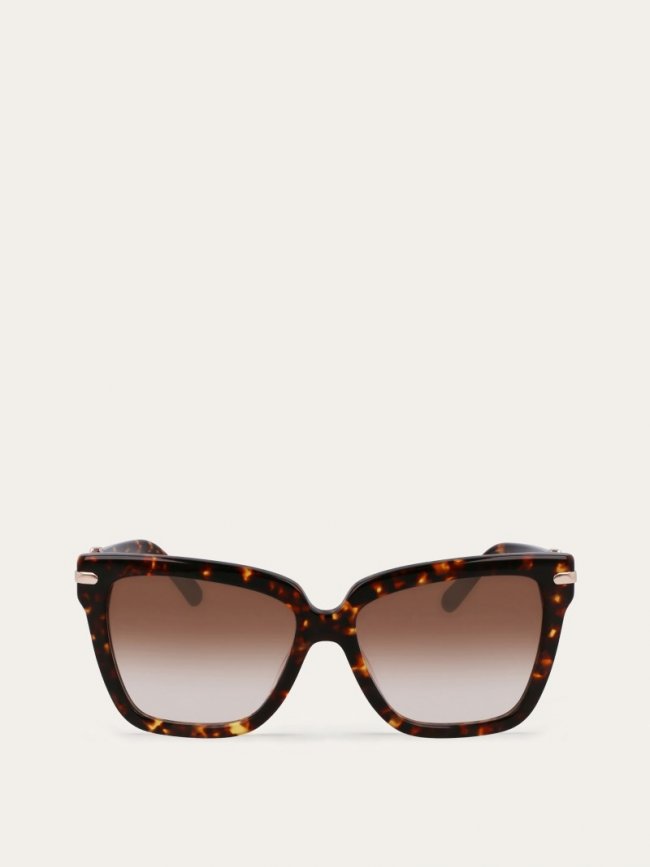 Ferragamo Women's Sunglasses - Dark Tortoise/Green | Quick Ship!