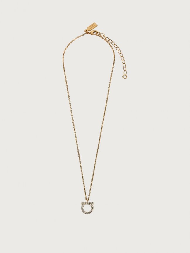 Ferragamo Women's Gancini Crystals Necklace - Gold (L) | Quick Ship!