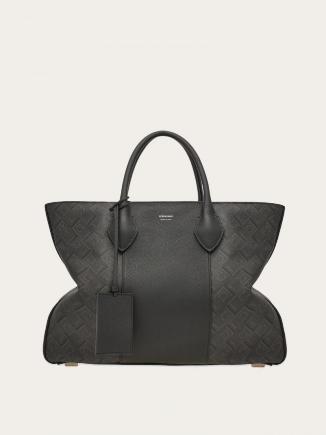 Ferragamo Men's Bicolor Tote Bag - Black/Grey | Quick Ship!