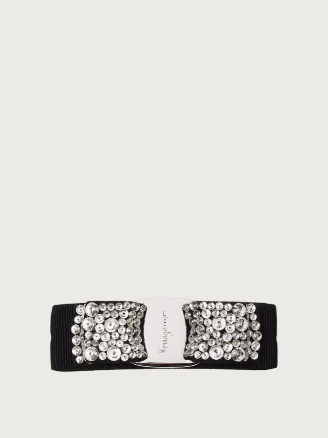 Ferragamo Women's Vara Bow Hairclip - Black/Silver | Quick Ship!